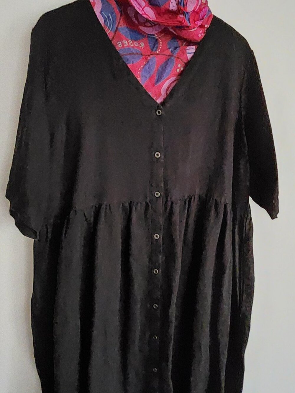 NWT Gudrun Sjoden Black Swedish Linen Button Front Midi Dress XL NEW - Picture 2 of 8